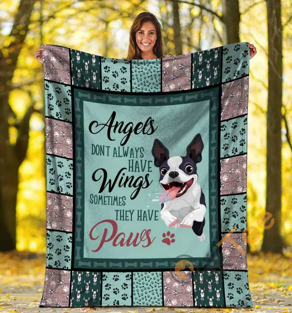 Angels Don't Always Have Wings Boston Terrier Dog Ultra Soft Cozy Plush Fleece Blanket