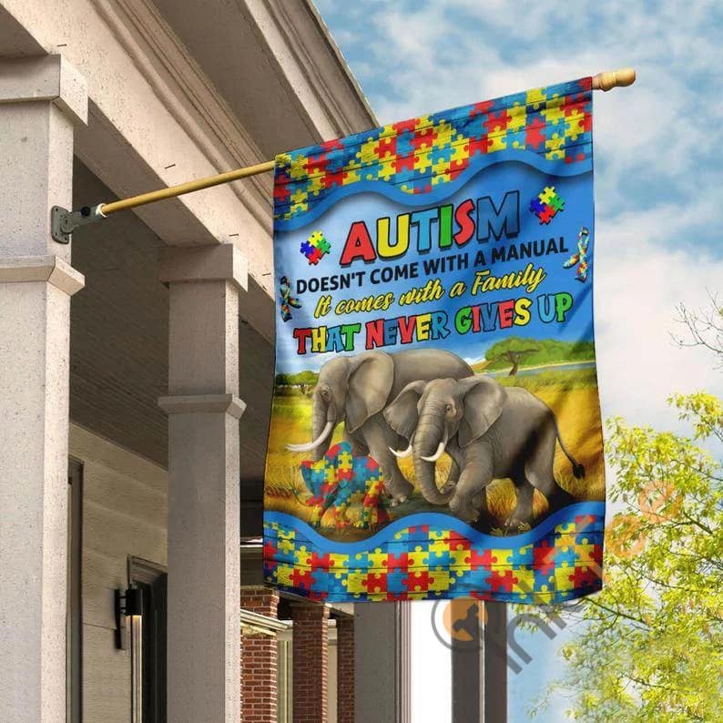Autism Awareness Elephant Family Puzzle Ribbon Love Multi-color Pieces Outdoor Decor House Flag