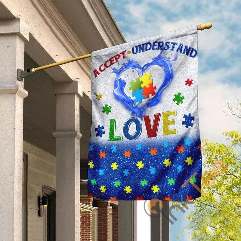 Autism Awareness Puzzle Ribbon Love Accept Understand Pieces Outdoor Decor House Flag