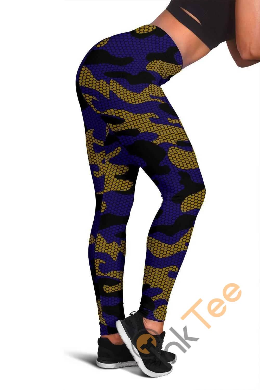 Baltimore Ravens Inspired Hex Camo 3D All Over Print For Yoga Fitness Fashion Women's Leggings