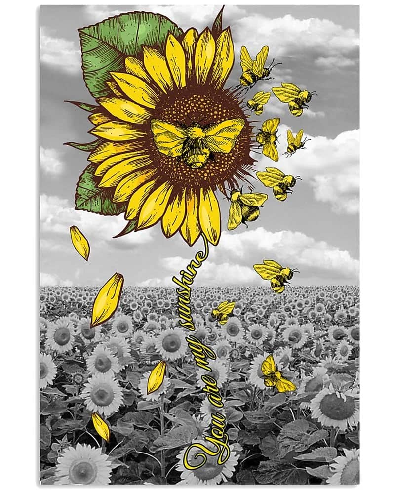 Bee You Are My Sunshine No Color Unframed , Wrapped Canvas Wall Decor - Frame Not Include Poster