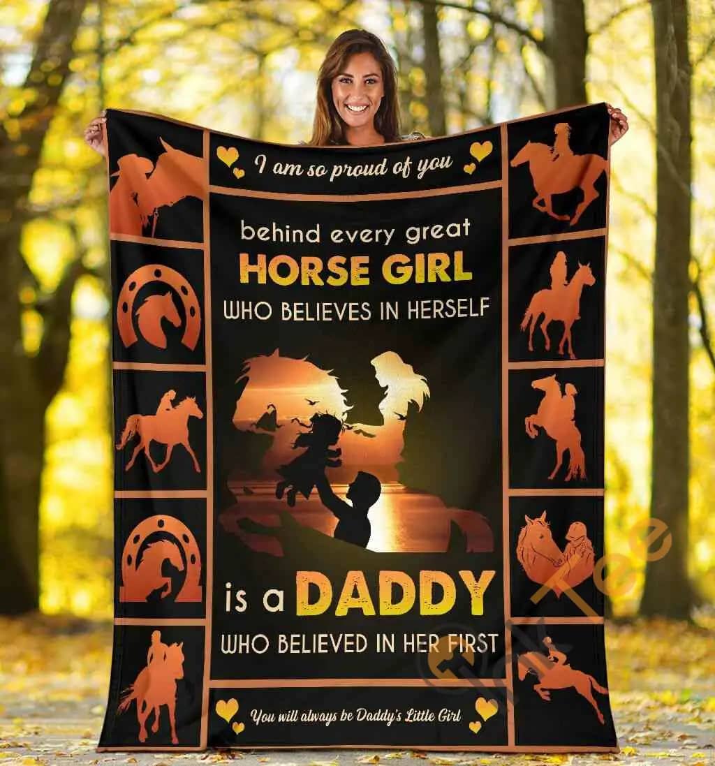 Behind Every Great Horse Girl Who Believes In Herself Ultra Soft Cozy Plush Fleece Blanket