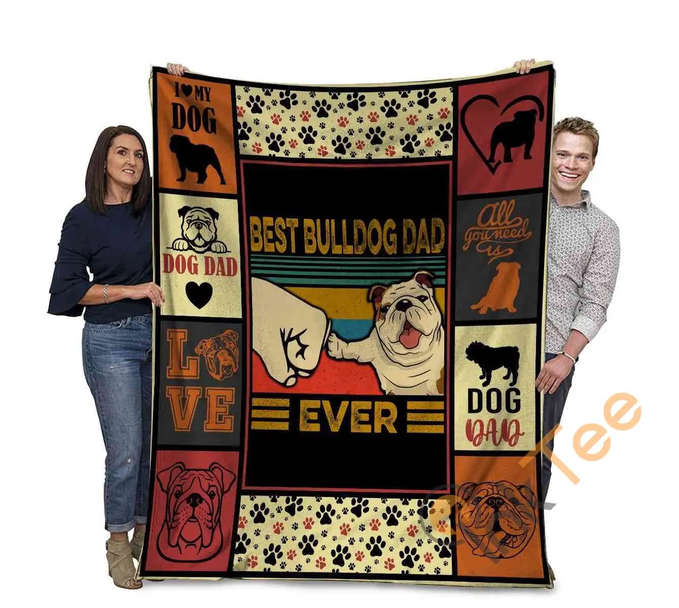 Best Bulldog Dad Ever Bulldog Dog Bump Fit Ultra Soft Cozy Plush Fleece Blanket