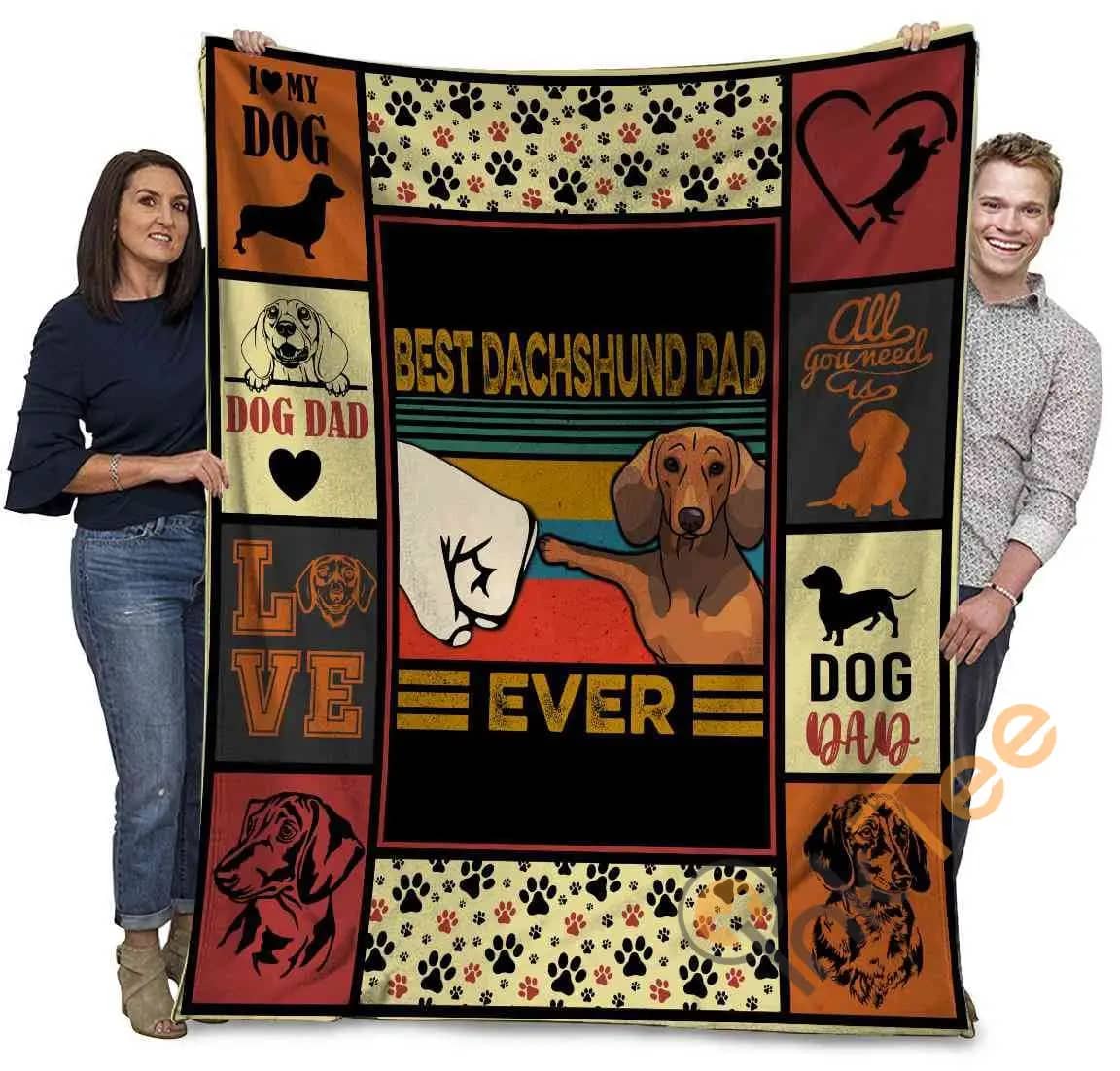 Best Dachshund Dad Ever Dachshund Doxie Weiner Dog Paw Bump Fit Ultra Soft Cozy Plush Fleece Blanket