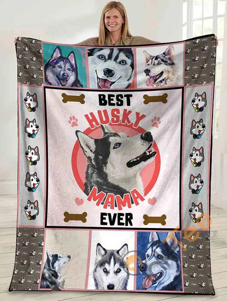 Best Husky Mama Ever Siberian Husky Dog Mom Ultra Soft Cozy Plush Fleece Blanket