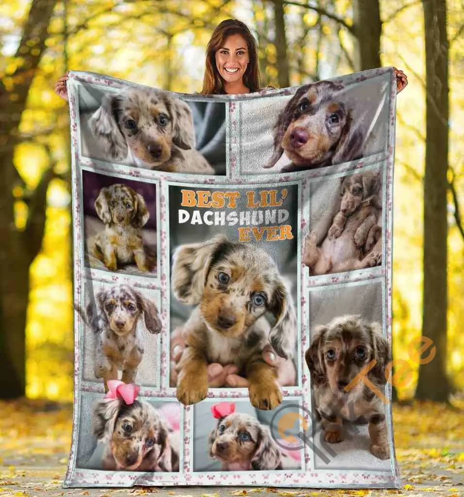 Best Lil’ Dachshund Ever Blue Merle Dachshund Doxie Wiener Dog Ultra Soft Cozy Plush Fleece Blanket