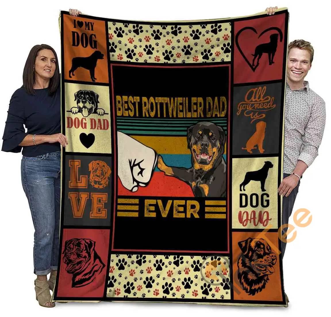 Best Rottweiler Dad Ever Rottweiler Dog Paw Bump Fit Ultra Soft Cozy Plush Fleece Blanket