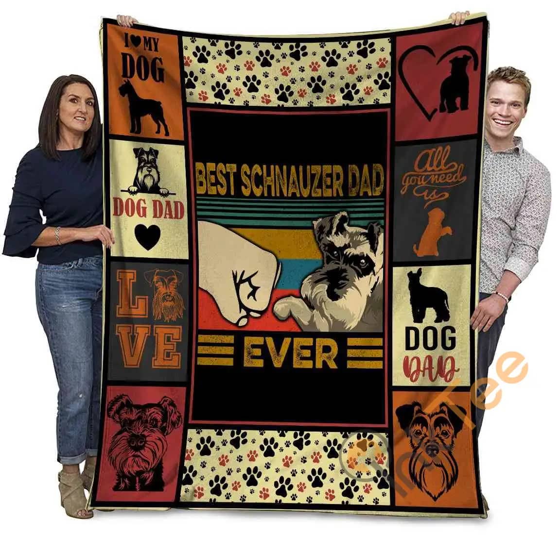 Best Schnauzer Dad Ever Schnauzer Dog Paw Bump Fit Ultra Soft Cozy Plush Fleece Blanket