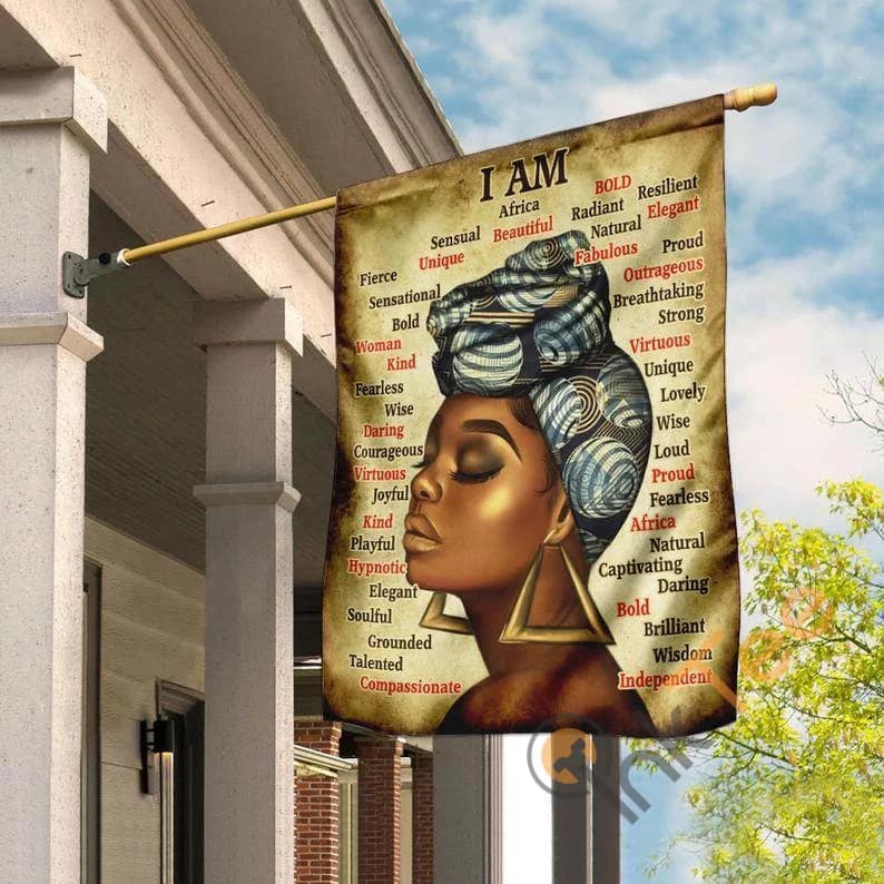 Black Woman African American Girl Lives Matter Blm I Am Outdoor Decor House Flag