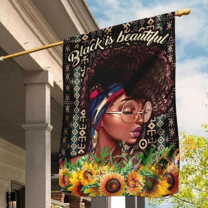 Black Woman Afro Queen Is Beautyful African American Feminism Independence Day Sku 0258 House Flag