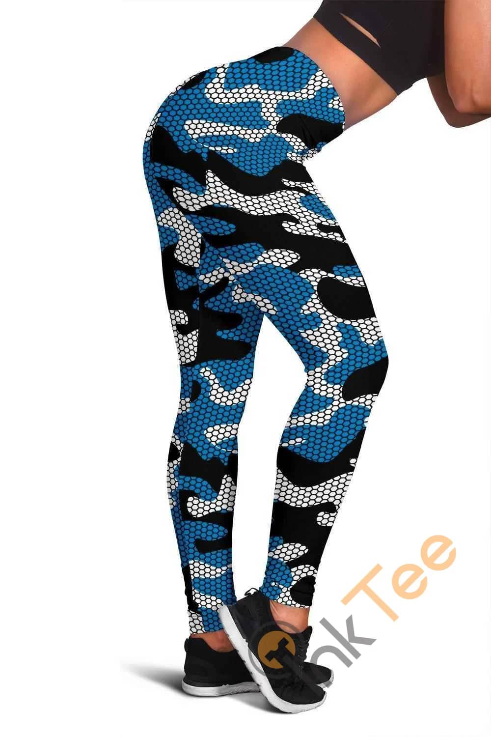 Carolina Panthers Inspired Hex Camo 3D All Over Print For Yoga Fitness Fashion Women's Leggings