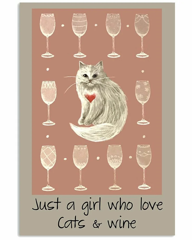 Cats And Wine Vertical  Wall Decor  (no Frame) Poster