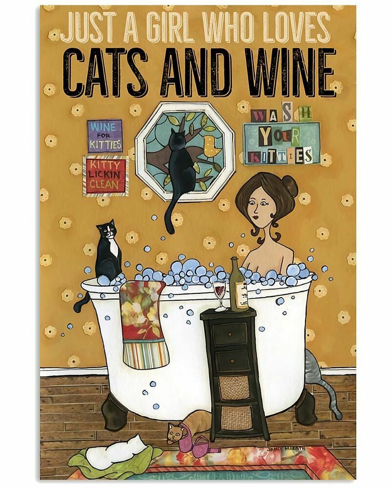 Inktee Store - Cats And Wine Vertical Wall Decor (No Frame) Poster Image