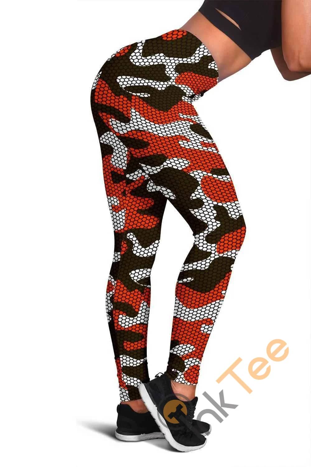 Cleveland Browns Inspired Hex Camo 3D All Over Print For Yoga Fitness Fashion Women's Leggings