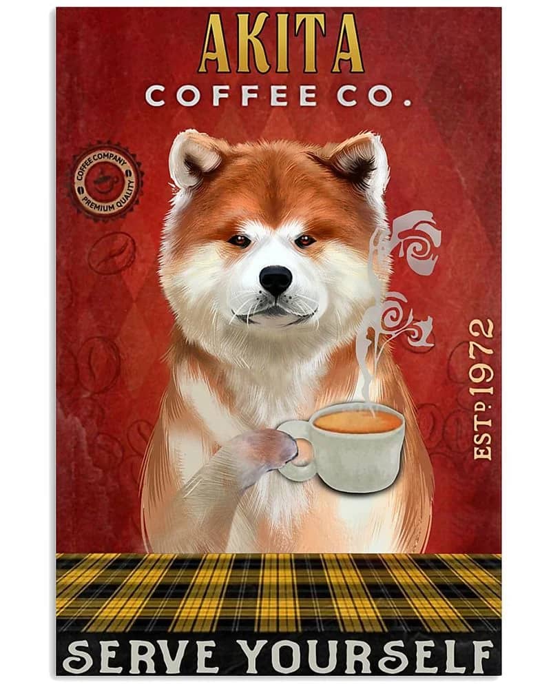 Coffee Company Akita Unframed / Wrapped Canvas Wall Decor Poster