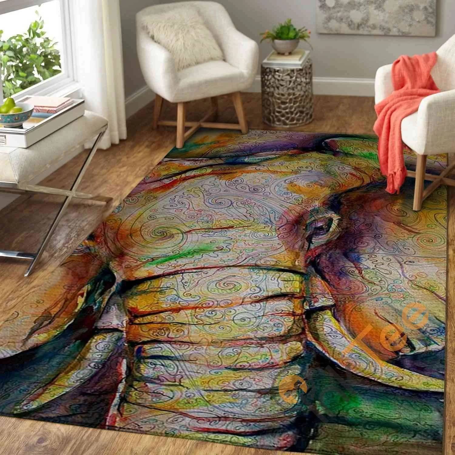 Colorful Elephant Area  Amazon Best Seller Sku 3765 Rug