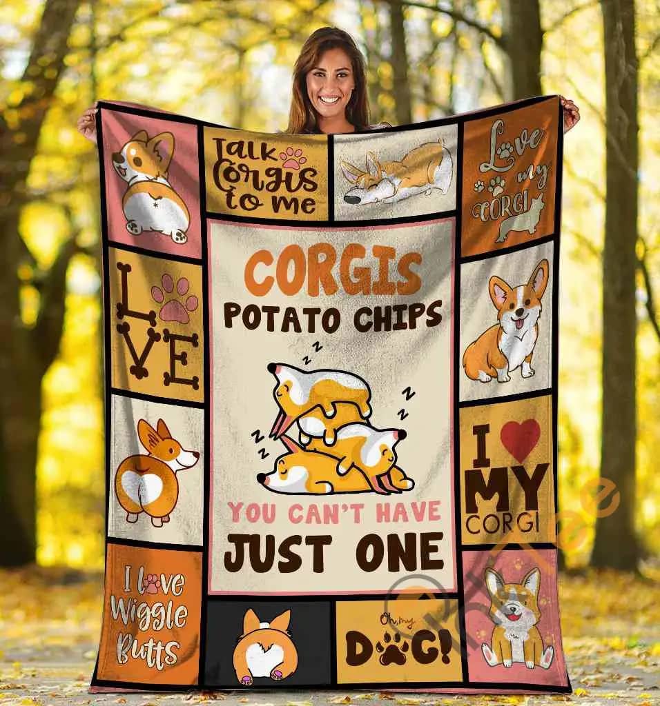 Corgis Potato Chips You Can't Have Just One Corgi Dog Ultra Soft Cozy Plush Fleece Blanket