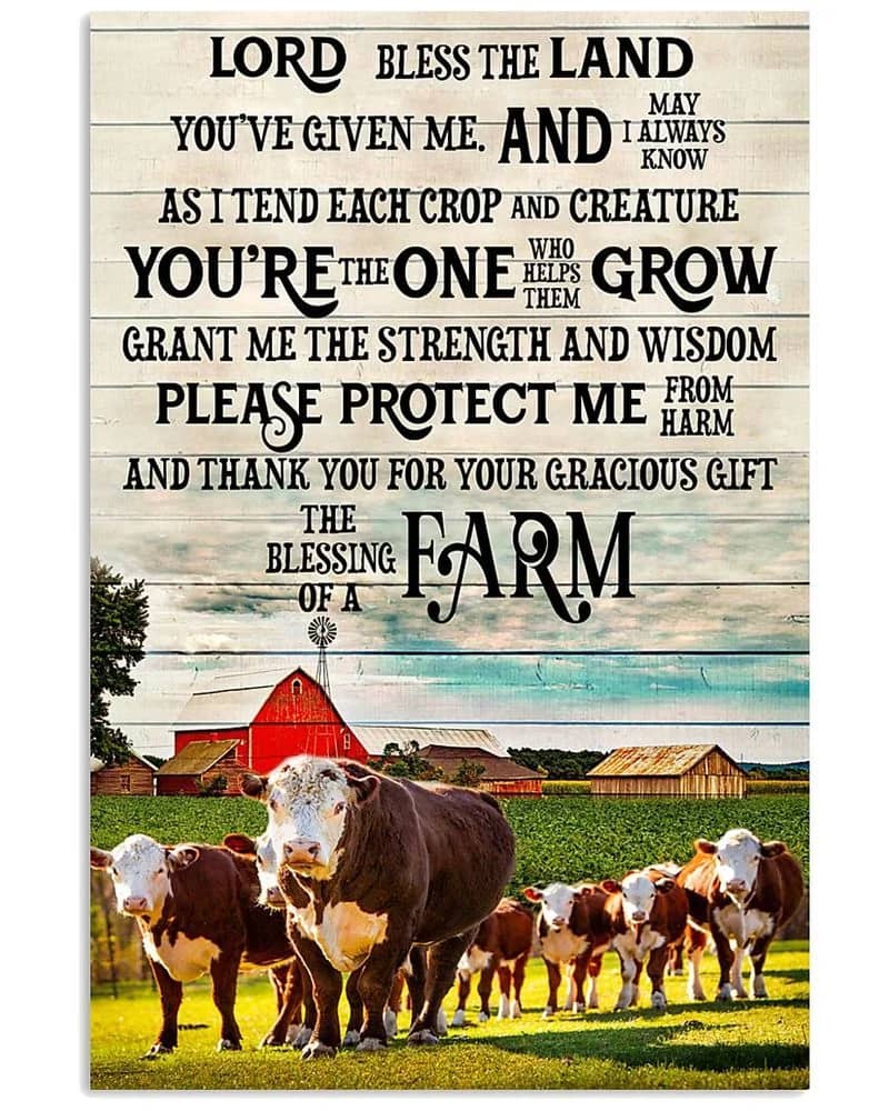 Cows Farmer'S Prayer The Blessing Of A Farm Unframed / Wrapped Canvas Wall Decor Poster