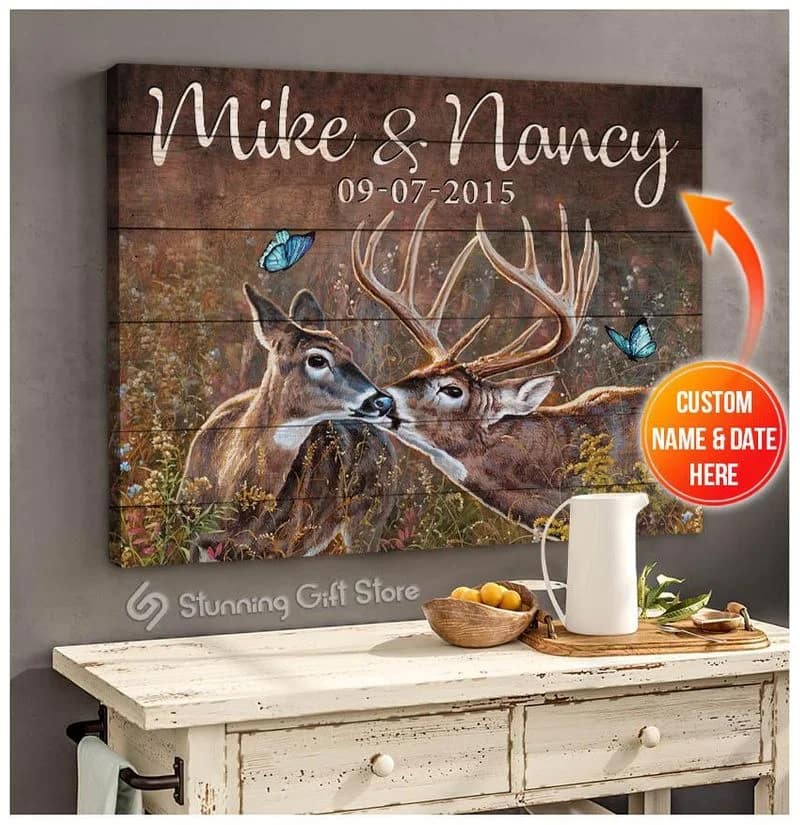 Custom Name And Dadte Deer You & Me We Got This Unframed / Wrapped Canvas Wall Decor Poster