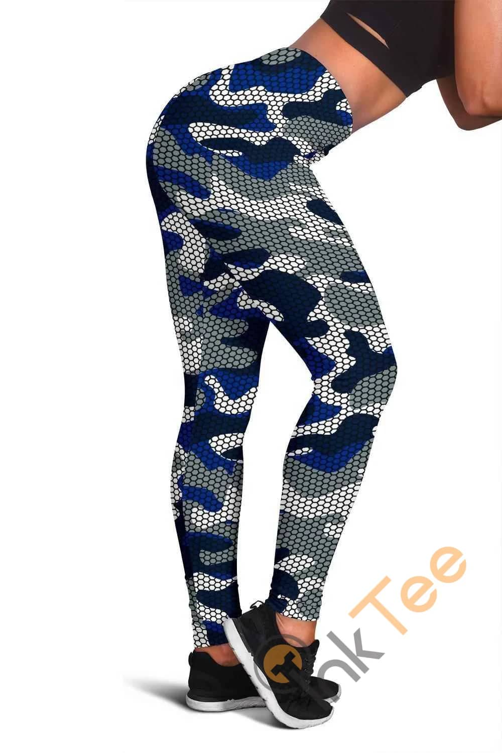 Dallas Cowboys Inspired Hex Camo 3D All Over Print For Yoga Fitness Fashion Women's Leggings