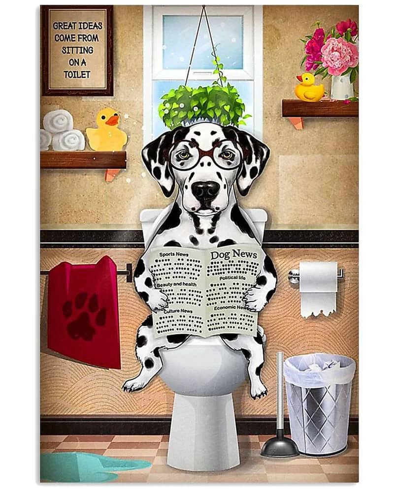 Dalmatian Reading Dog News Unframed / Wrapped Canvas Wall Decor Poster