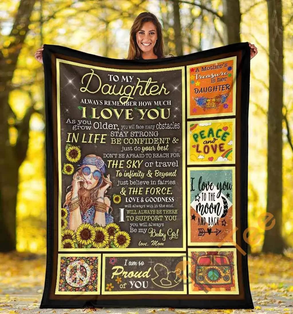 Daughter Always Remember How Much I Love You Hippie Sunflower Ultra Soft Cozy Plush Fleece Blanket
