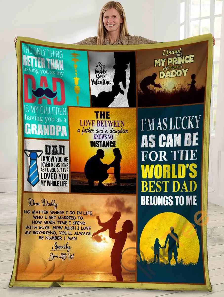 Dear Daddy No Matter Where I Go In Life Dad And Daughter Sunset Ultra Soft Cozy Plush Fleece Blanket