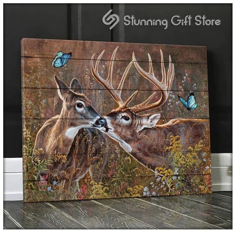Deer Butterfly You &Amp; Me (No Quote) Unframed / Wrapped Canvas Wall Decor Poster