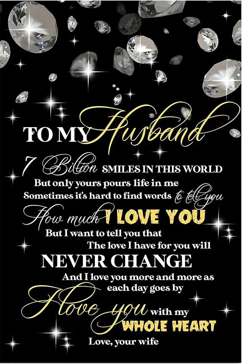 Diamond  To My Husband In This World The Love I Have For You Will Never Change I Love You With My Whole Heart Love Your Wife Unframed , Wrapped Frame Canvas Wall Decor Poster