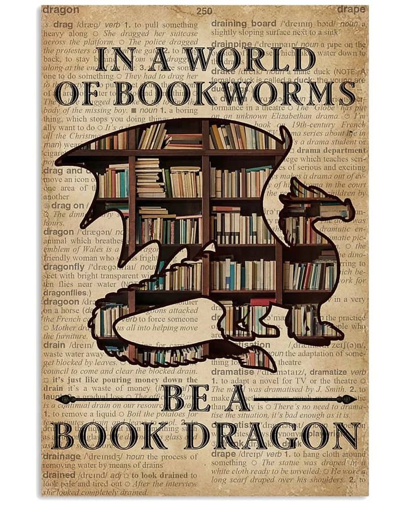 Dictionary Be A Book Dragon Unframed / Wrapped Canvas Wall Decor Poster