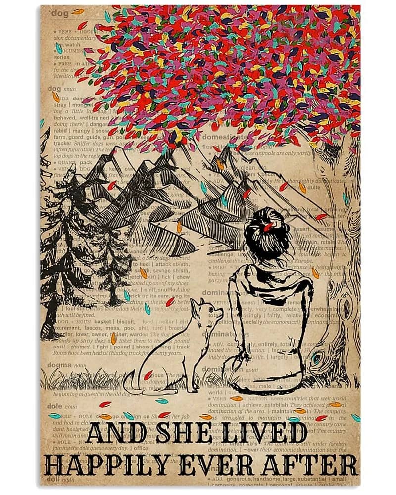 Dictionary Girl Happily Ever Chihuahua Unframed / Wrapped Canvas Wall Decor Poster