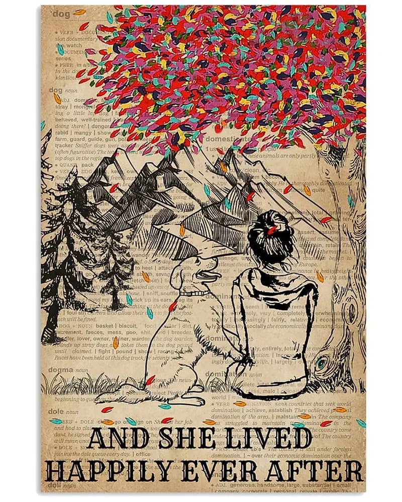 Dictionary Girl Happily Ever Labrador Retriever Unframed / Wrapped Canvas Wall Decor Poster