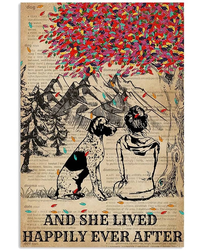 Dictionary Girl Happily German Shorthaired Pointer Unframed / Wrapped Canvas Wall Decor Poster