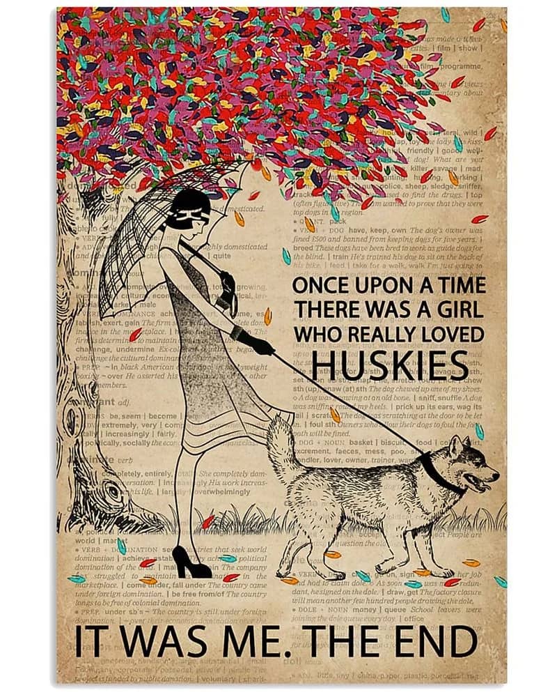 Dictionary Girl Once Upon Husky Unframed / Wrapped Canvas Wall Decor Poster