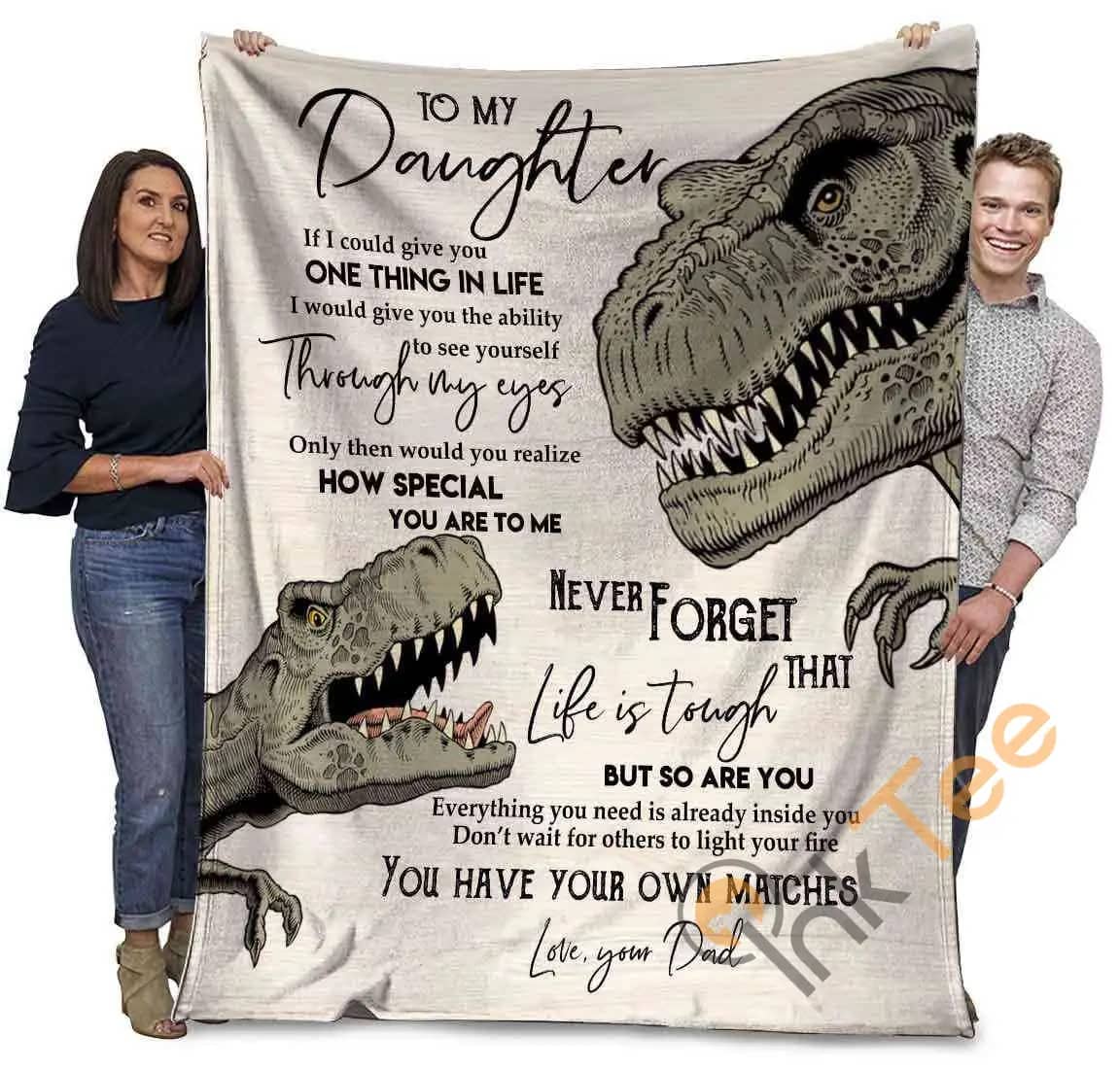 Dinosaurs Dad To My Daughter If I Could Give You One Things In Life Ultra Soft Cozy Plush Fleece Blanket