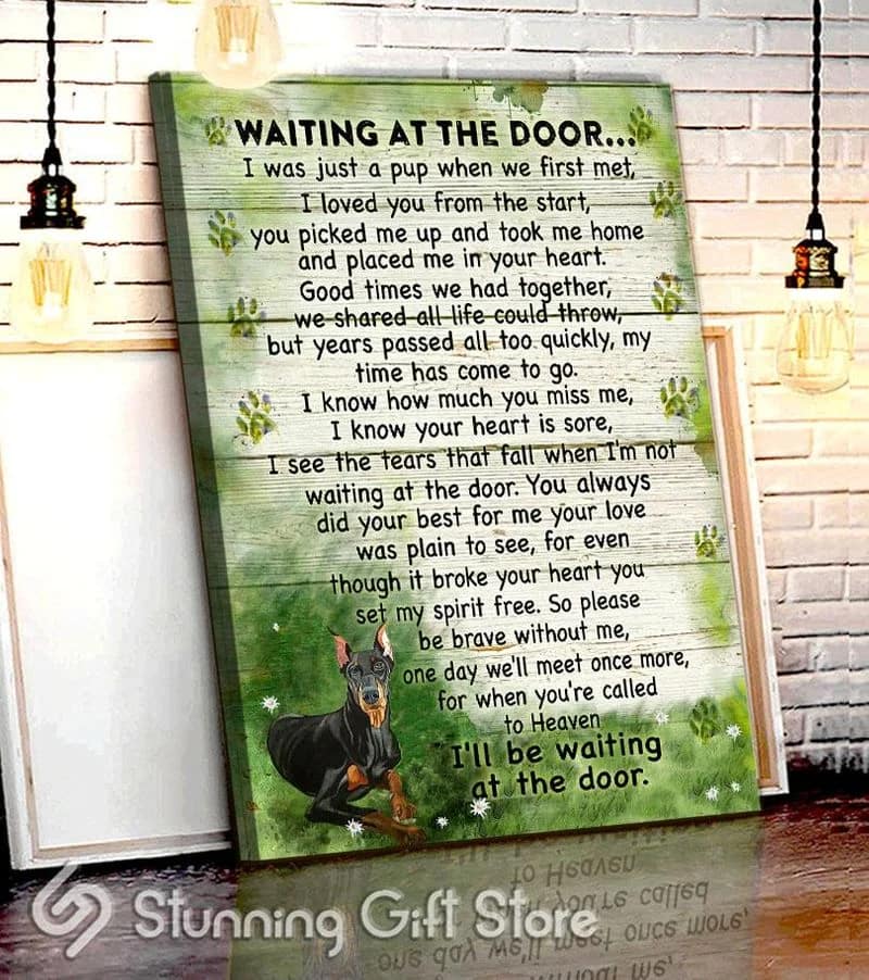 Doberman Waiting At The Door Unframed / Wrapped Canvas Wall Decor Poster