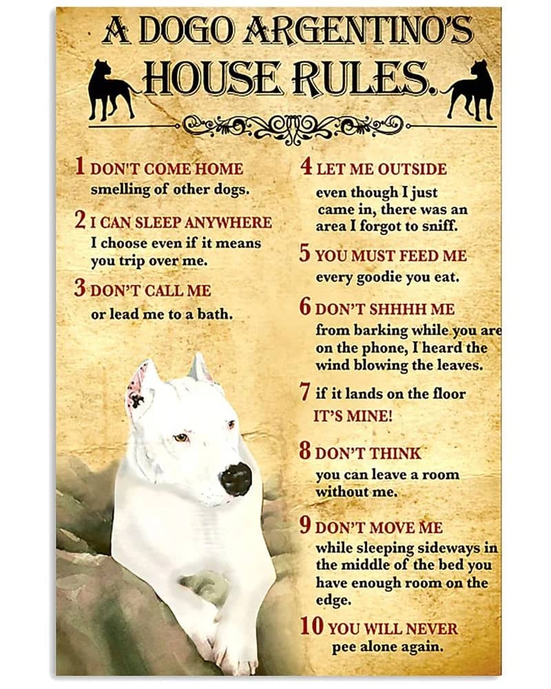Dogo Argentino House Rules Unframed / Wrapped Canvas Wall Decor Poster