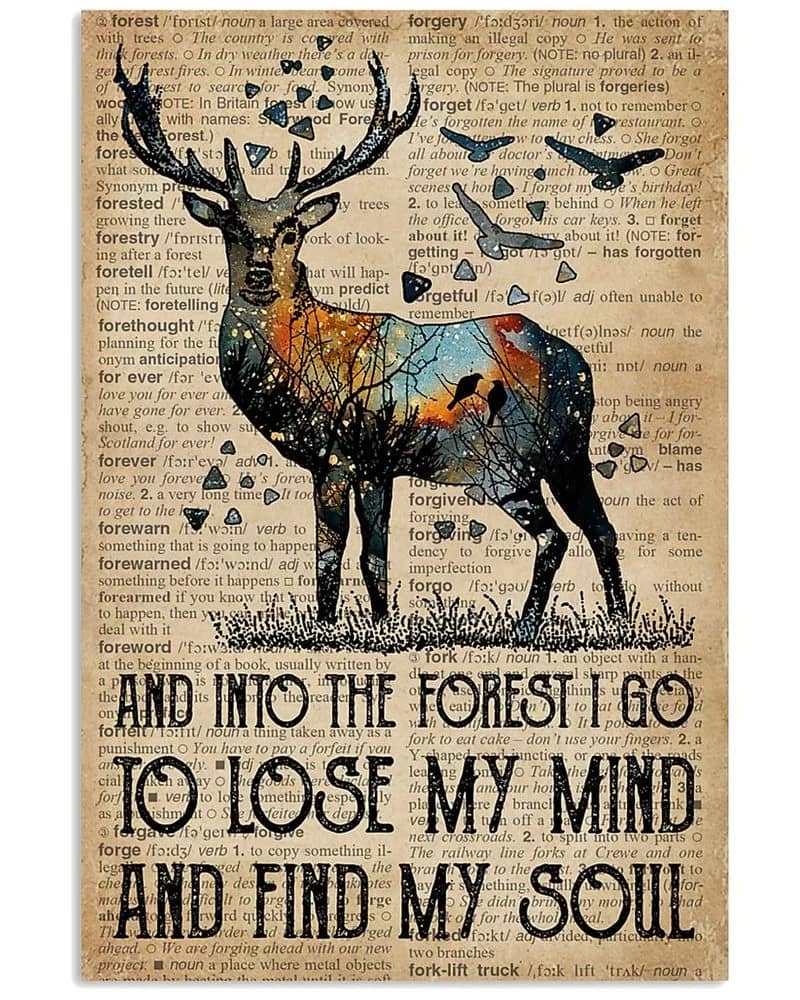 Earth Dictionary Find My Soul White Tailed Deer Unframed / Wrapped Canvas Wall Decor Poster