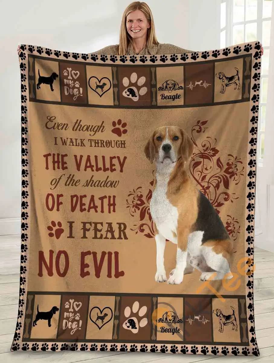 Even Though I Walk Through The Valley Beagle Dog Ultra Soft Cozy Plush Fleece Blanket