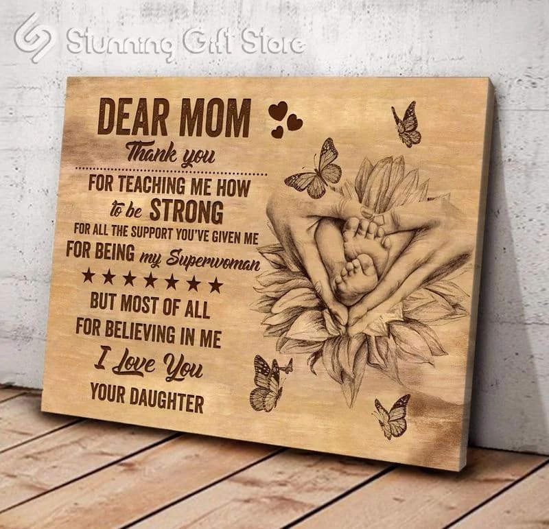 Family Mom And Daughter, Dear Mom Thank You For Teaching Me Unframed / Wrapped Canvas Wall Decor Poster