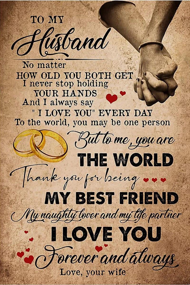Family  To My Husband Thank You For Being My Best Friend And My Life Partner I Love You Forever And Always Love Your Wife Unframed , Wrapped Frame Canvas Wall Decor Poster