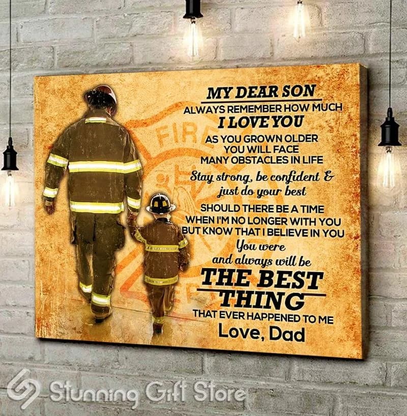 Firefighter To My Son Always Remember How Much I Love You Unframed / Wrapped Canvas Wall Decor Poster