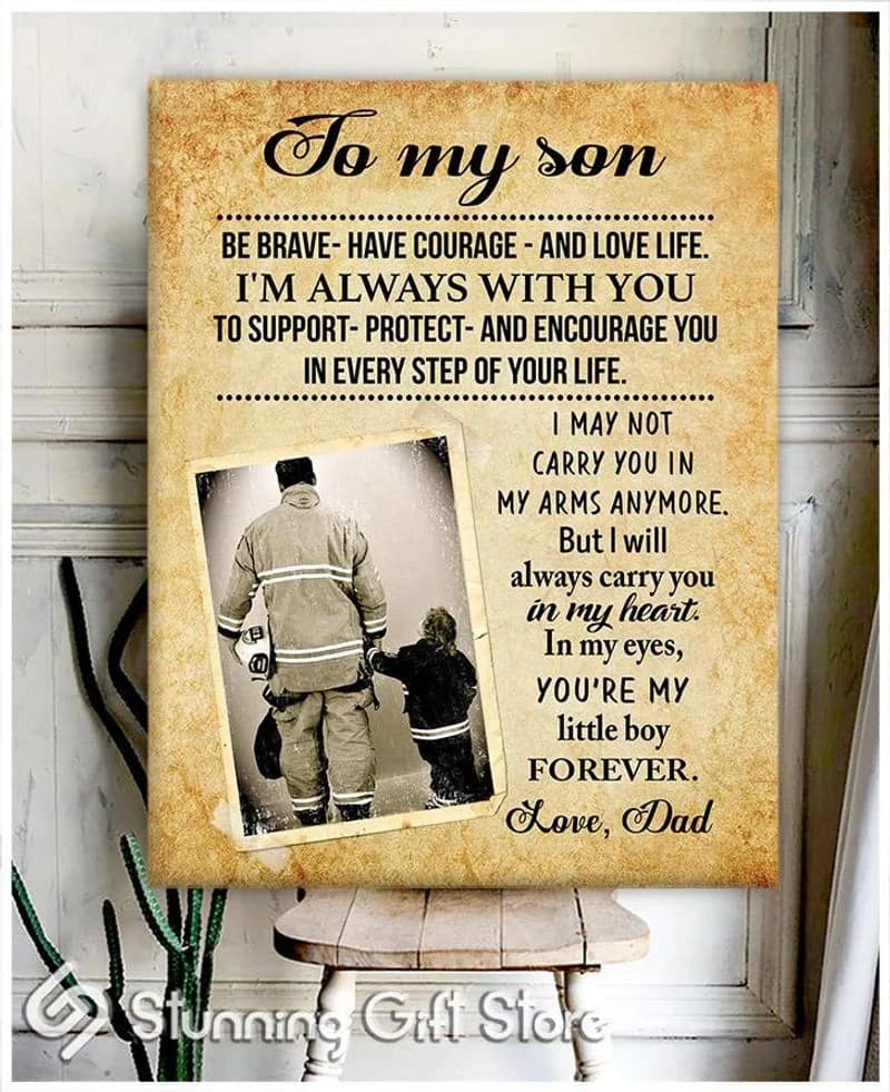 Firefighter To My Son I'm Always With You Unframed / Wrapped Canvas Wall Decor Poster
