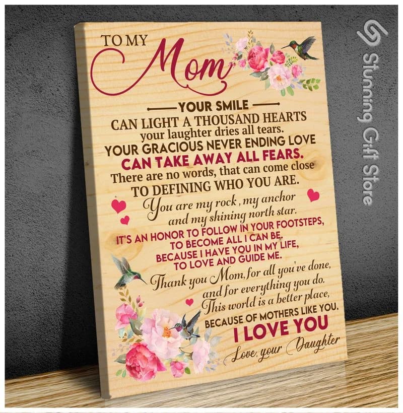 Flower Mom And Daughter, To My Mom You Are My Rock Unframed / Wrapped Canvas Wall Decor Poster