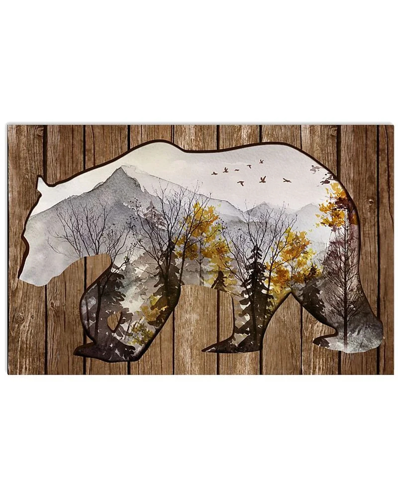 Forest Bear Cutout Unframed / Wrapped Canvas Wall Decor Poster