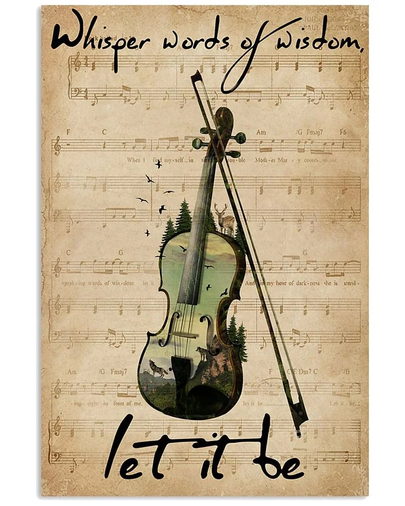 Forest Violin Let It Be Unframed , Wrapped Canvas Wall Decor - Frame Not Include Poster