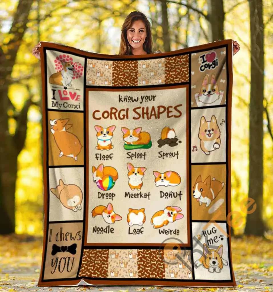 Funny Know Your Corgi Shapes Cute Welsh Dog Lover Gift Ultra Soft Cozy Plush Fleece Blanket