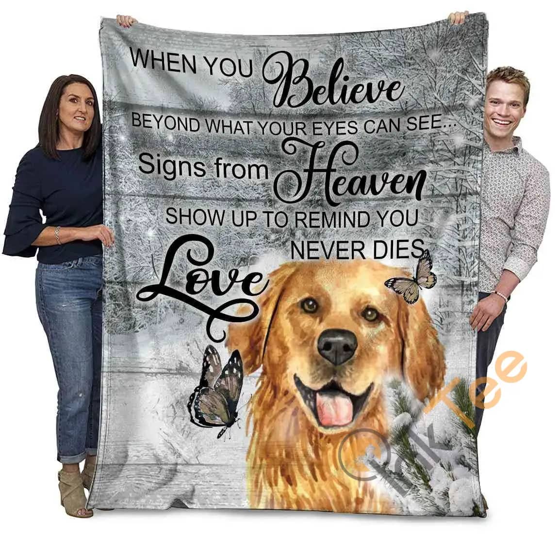 Golden Retriever Dog When You Belive Beyond What Your Eyes Can See Ultra Soft Cozy Plush Fleece Blanket