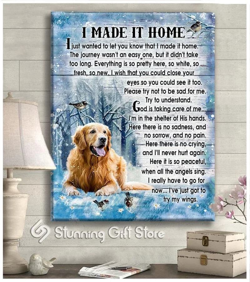 Golden Retriever I Made It Home Unframed / Wrapped Canvas Wall Decor Poster
