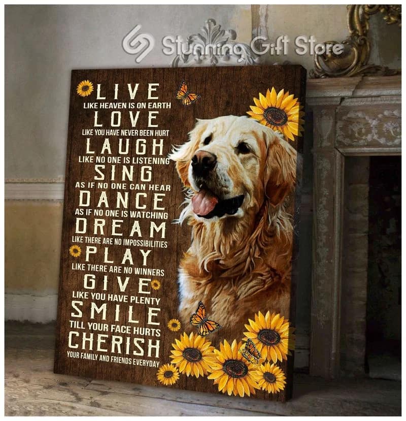 Golden Retriever Live Love Laugh Unframed / Wrapped Canvas Wall Decor Poster